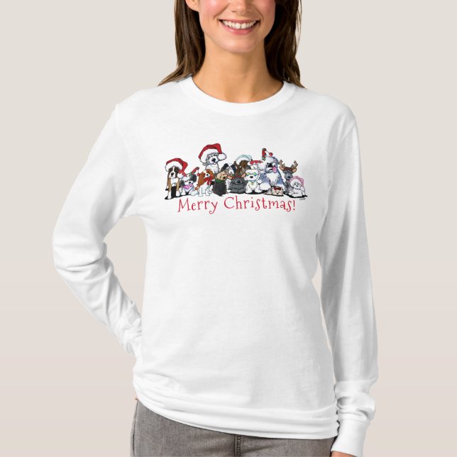 T-shirt Amoureux des chiens de Noël KiniArt (Devant)