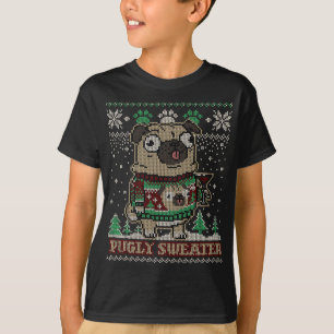 T-shirt Amoureux des chiens de Noël moche Carlin Joyeux Pu