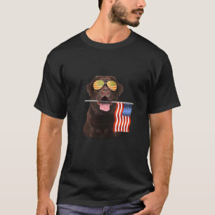 T-shirt Amoureux des chiens  Drapeau américain au chocolat