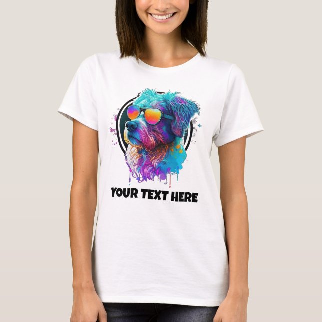 T-shirt Amoureux des chiens lunettes Style Chien Cool (Devant)