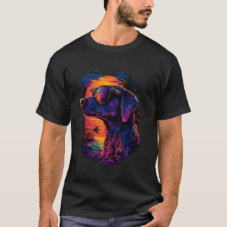 T-shirt Amoureux du Greyhound Coucher de soleil Rétro Grey