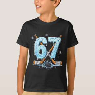 T-shirt Amoureux du patin numéro six 7 Goutte de hockey 6 