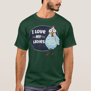 T-shirt Amoureux Du Poulet Farmer J'Aime Mes Filles Chicke