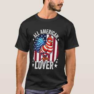 T-shirt Amoureux du poulet tout américain drapeau américai