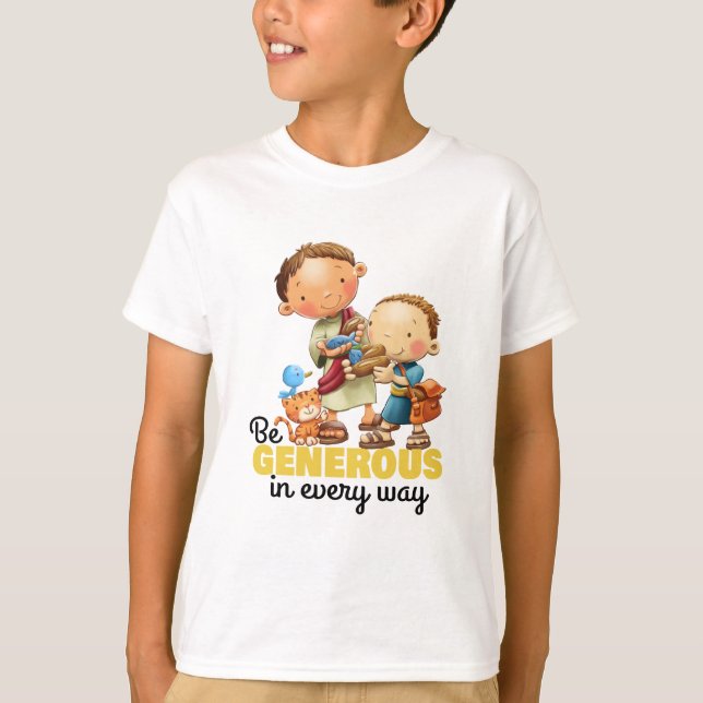 T-shirt Amoureux et poissons gamin Verso de la Bible T-shi (Devant)
