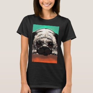 T-shirt Amoureux fou de Pug, portant un masque.