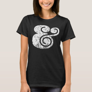 T-shirt Ampersand "&" Graphique en relief   BL Blanc  
