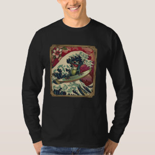 T-shirt Amphibien Surfer Fleur Japonaise Vague Art Surf