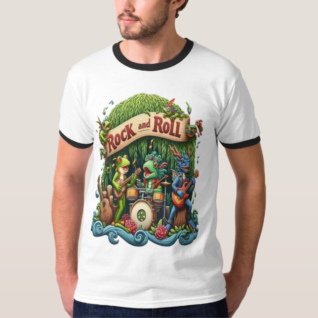 T-shirt Amphibious Band Jamming dans un marais avec guitar (Devant)