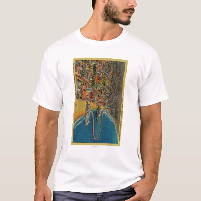 T-shirt Amphithéâtre, plage, et pilier d'arc-en-ciel (Devant)