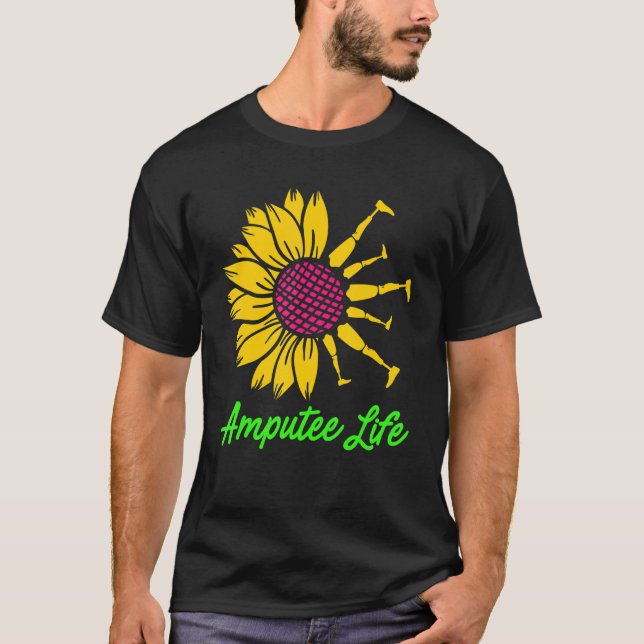 T-shirt Amputé Humour Fleur Vie Jambe Bras Drôle Récupérat (Devant)