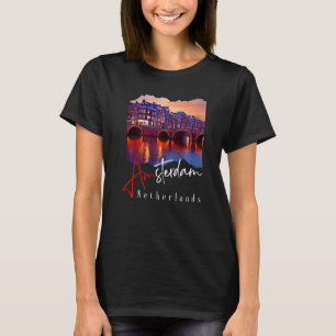 T-shirt Amsterdam En Nuit - Pays-Bas Holland - Amster