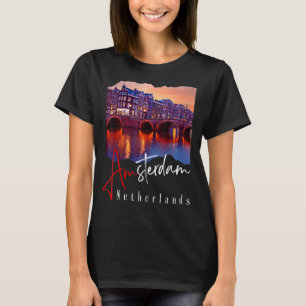 T-shirt Amsterdam En Nuit - Pays-Bas Holland - Amster