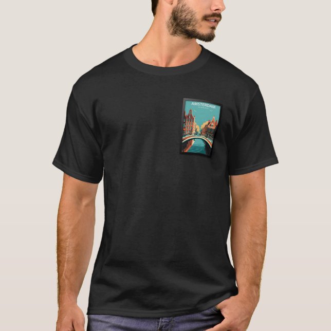 T-shirt Amsterdam Netherlands Travel Poster (Devant)