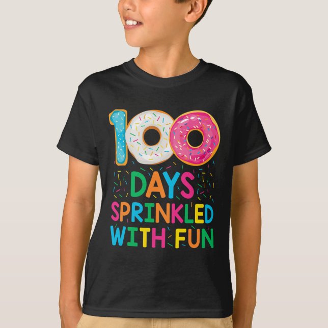T-shirt Amusant 100 jours saupoudrés avec l'école de Donut (Devant)