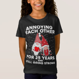 T-Shirt Amusant 25 Ans Gnomes de Noël Mariage Couple Un