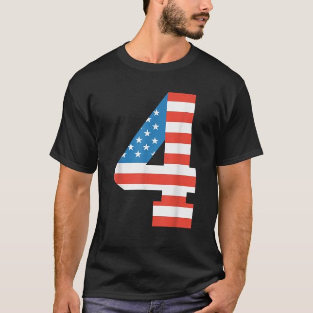 T-shirt Amusant 4e anniversaire US américain Drapeau 4 jui (Devant)