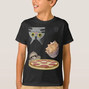 T-shirt Amusant À L'Hauteur Du Chat Faim Falling Chips Sna