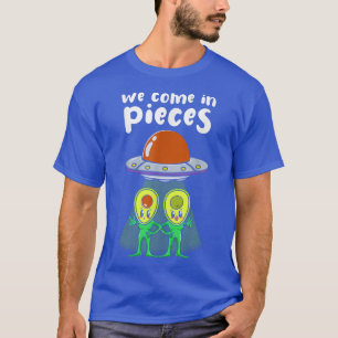 T-shirt Amusant Alien Avocado Cute Vegan We Come in Pieces