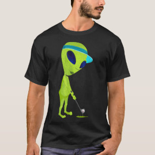 T-shirt Amusant Alien Jouer Golf Parodie Golfer UFO Golf