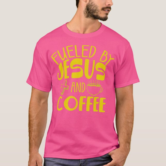 T-shirt Amusant Alimenté Par Café Jésus Cadeau Caféine Lov (Devant)