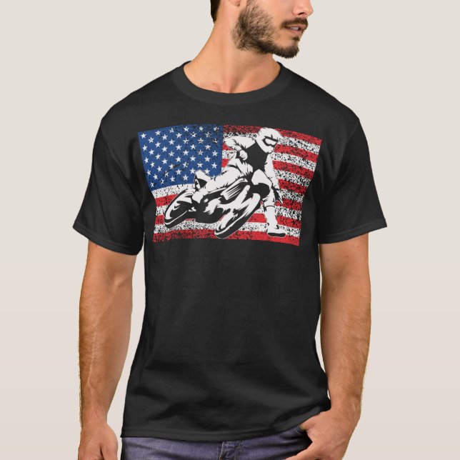 T-shirt Amusant American Flat Track Moto Cool cadeau vélo (Devant)