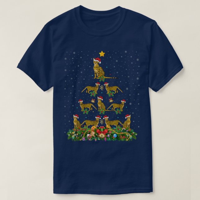T-shirt Amusant Amoureux des chats du Bengale Père Noël Be (Design devant)