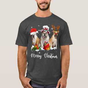 T-shirt Amusant anglais Chien Chien Chien Joyeux Noël Fa
