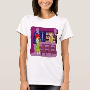 T-shirt Amusant Art rétro Romantique Bar Dessin nocturne