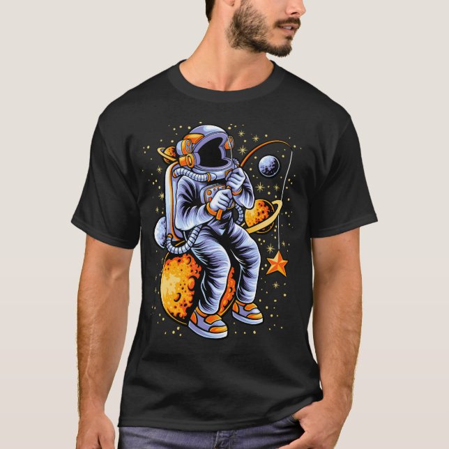 T-shirt Amusant Astronaut Pêcher Dans L'Espace (Devant)