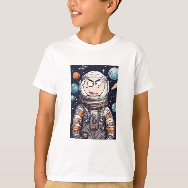 T-shirt Amusant Astronaut Visage Couper Tee, Photo Personn (Devant)