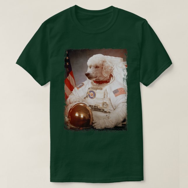 T-shirt Amusant astronaute caniche Lune Mission spatiale A (Design devant)