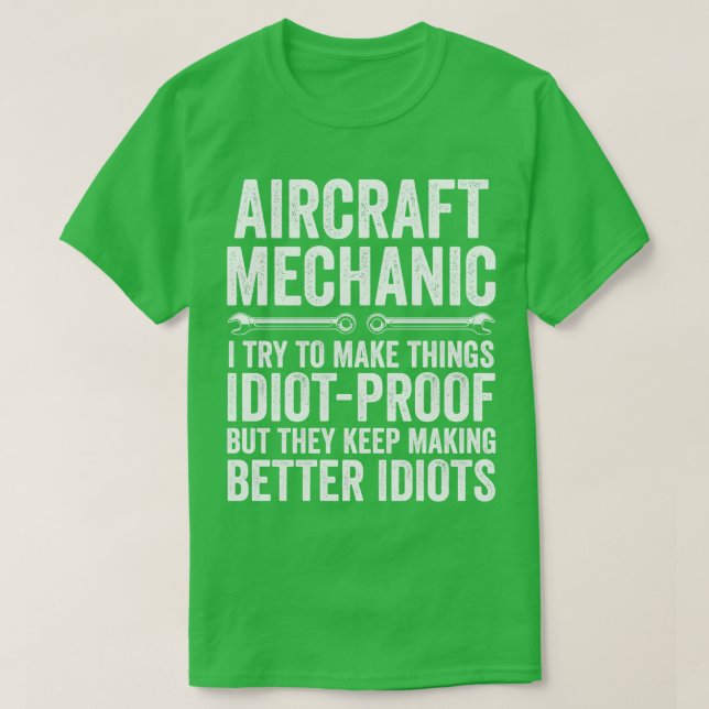 T-shirt Amusant avion mécanique Fixation avions (Design devant)