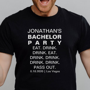 T-shirt Amusant Bachelor Party Manger Boire Pass Out Custo