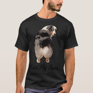 T-shirt Amusant Berger Australien Miniature Kiss My Auss M
