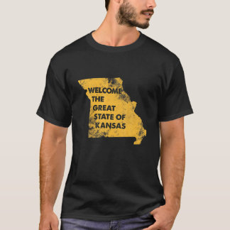 T-shirt Amusant Bienvenue dans le Grand Etat du Kansas Mis