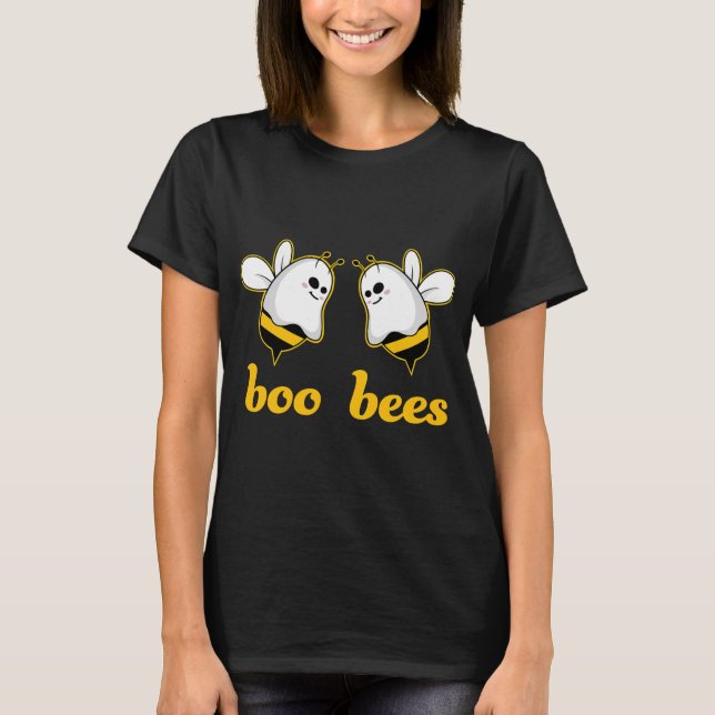 T-shirt Amusant Boo Bees Ghost Couple d'Halloween (Devant)