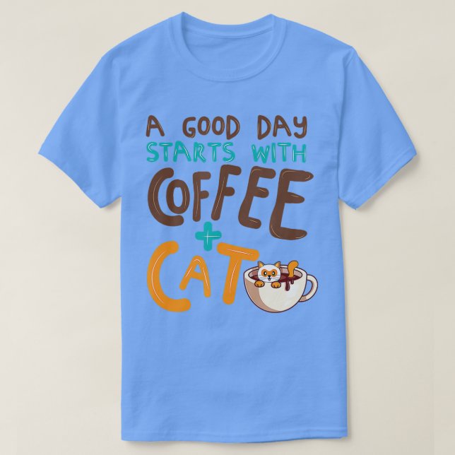 T-shirt Amusant Cat Café Mug Amoureux des chats Cute Coffe (Design devant)