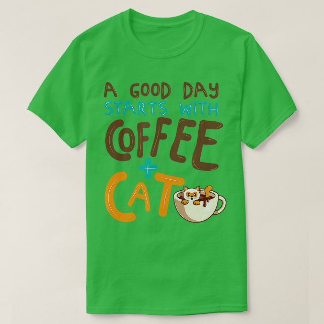 T-shirt Amusant Cat Café Mug Amoureux des chats Cute Coffe (Design devant)