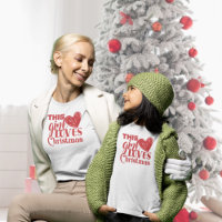 Amusant Cette Fille Aime Noël Coeur Texte rouge