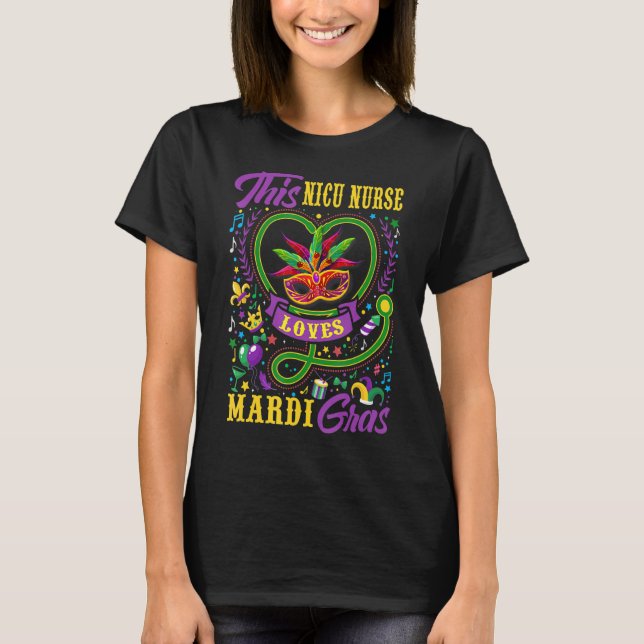 T-shirt Amusant Cette Infirmière Nicu Aime Mardi Gras Craw (Devant)