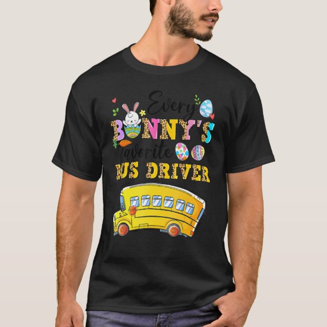T-shirt Amusant Chaque Bunny's Favorite Bus Driver Happy E (Devant)