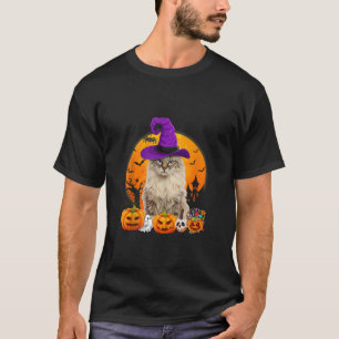 T-shirt Amusant Chat Curl Américain Halloween sorcière Cit