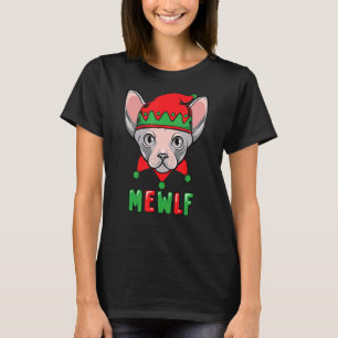 T-shirt Amusant Chat Elf Noël Mewlf Costume de Matching Fa
