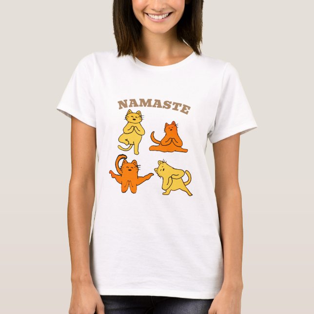 T-shirt Amusant Chat Yoga Shirt Design Avec Namaste Cats (Devant)