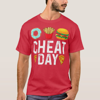 T-shirt Amusant Cheat Day Outfit, beignets, Fries, Pizza &
