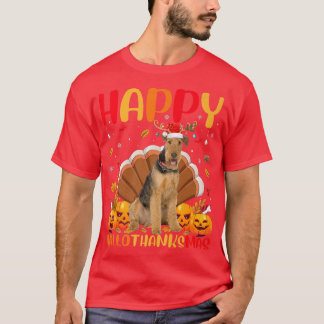 T-shirt Amusant Chien Happy Airedale Terrier Bonjour Merci