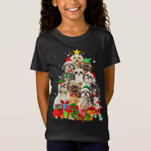 T-Shirt Amusant Chih Tzu Noël Arbre Lumières Chien Chien C