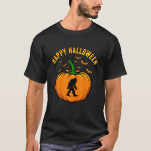 T-shirt Amusant Citrouille Bigfoot Happy Halloween