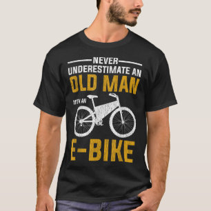 T-shirt Amusant Conception De Vélo Électrique Vieux Homme 